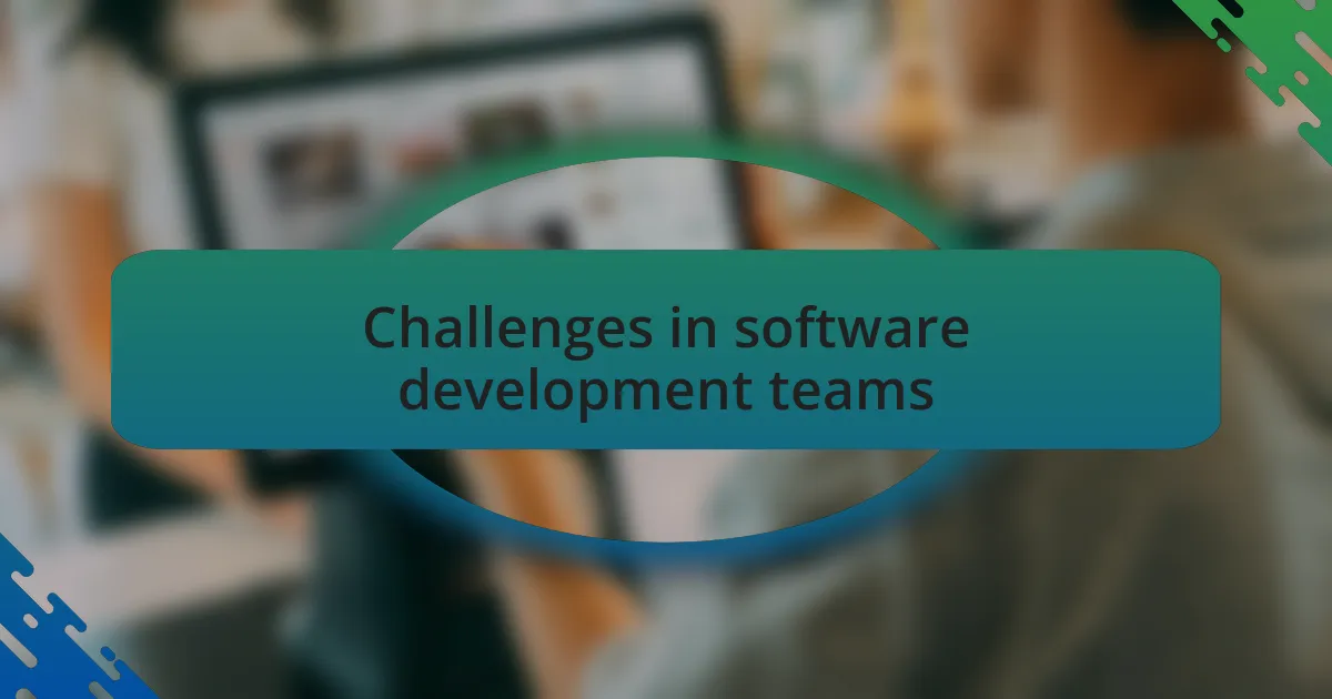 Challenges in software development teams