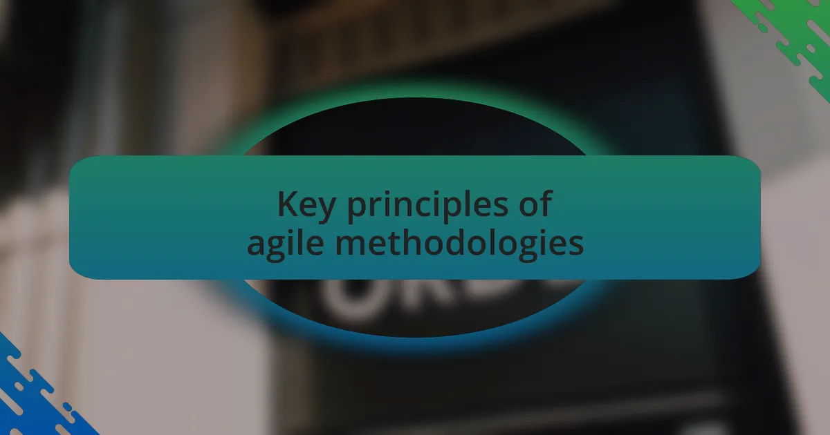 Key principles of agile methodologies