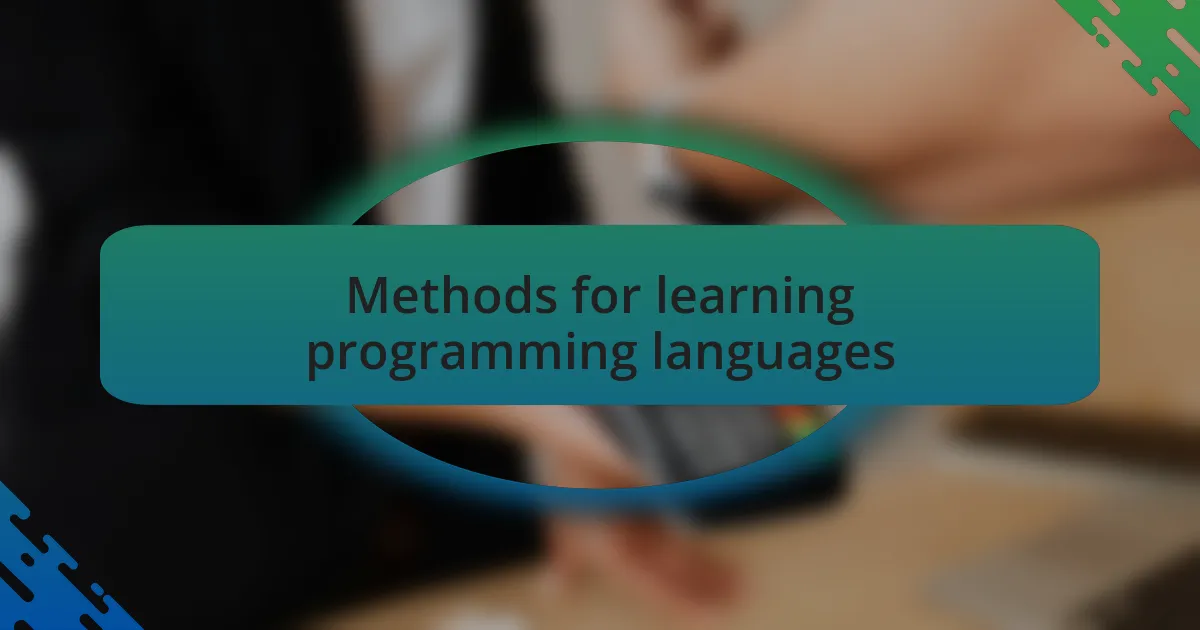Methods for learning programming languages