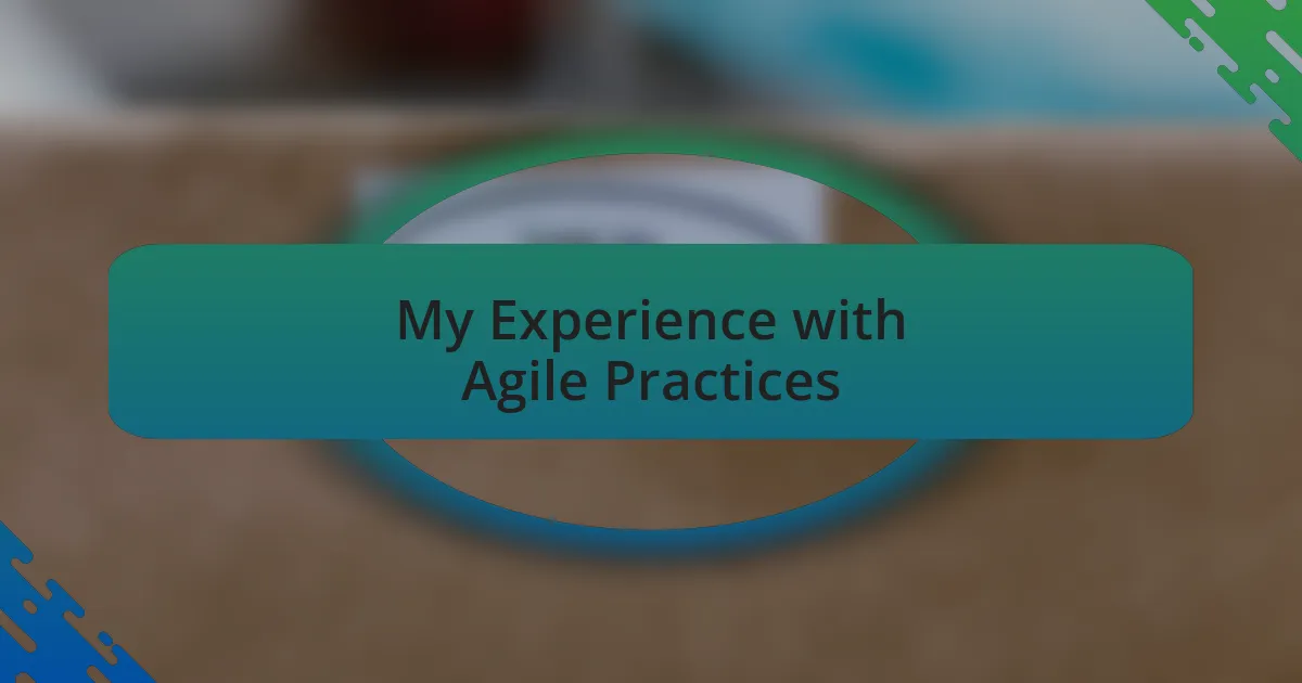 My Experience with Agile Practices