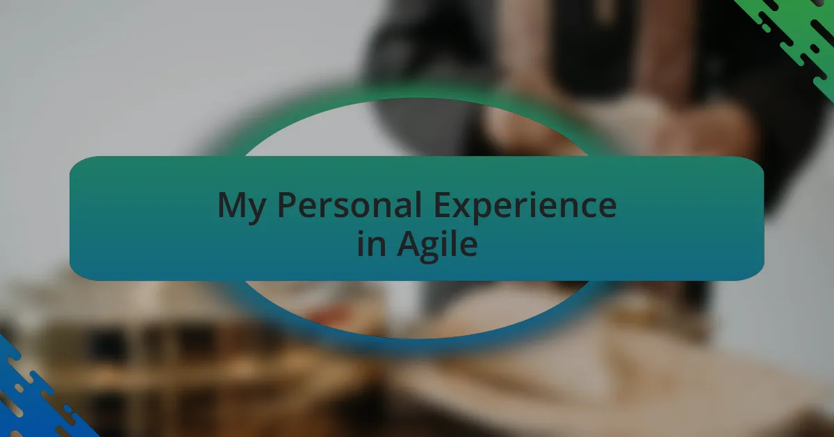 My Personal Experience in Agile