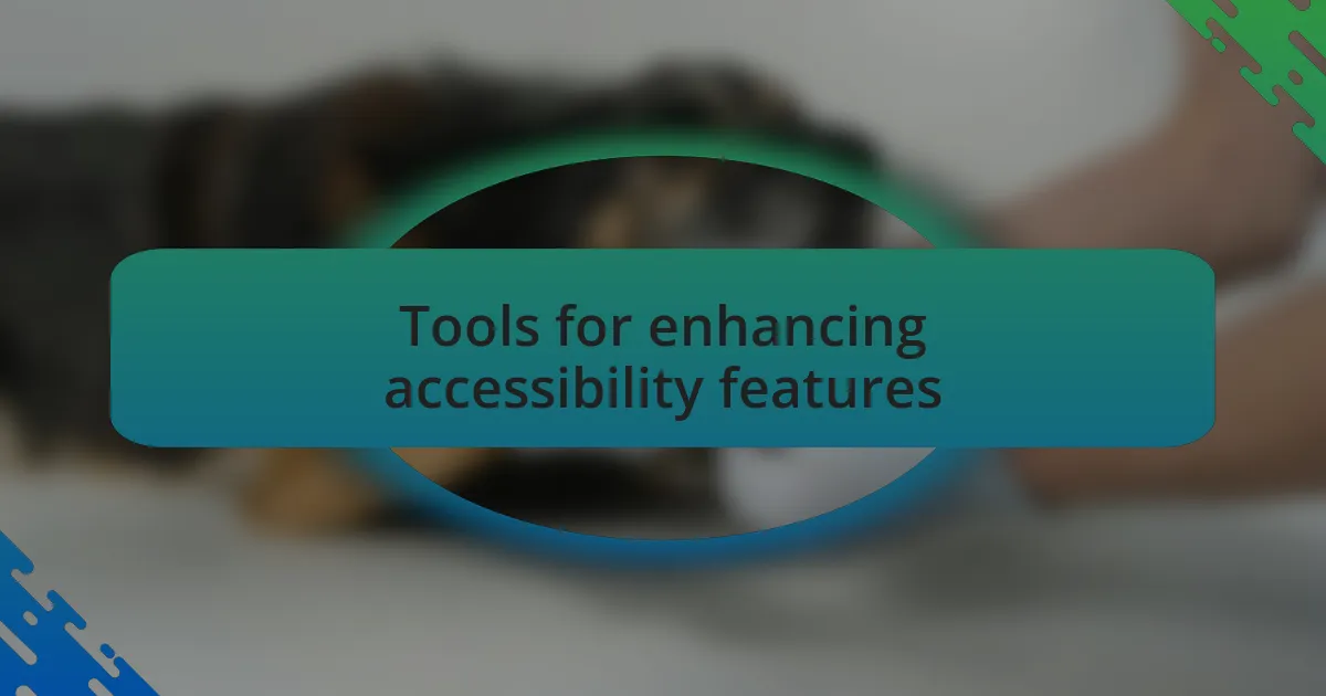 Tools for enhancing accessibility features