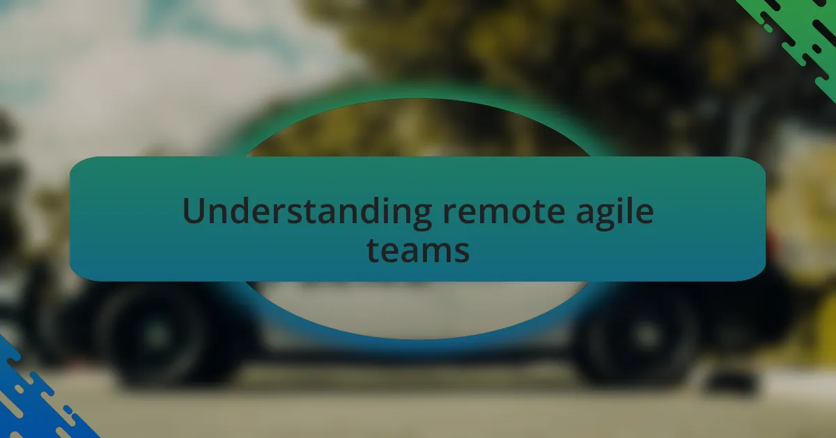 Understanding remote agile teams