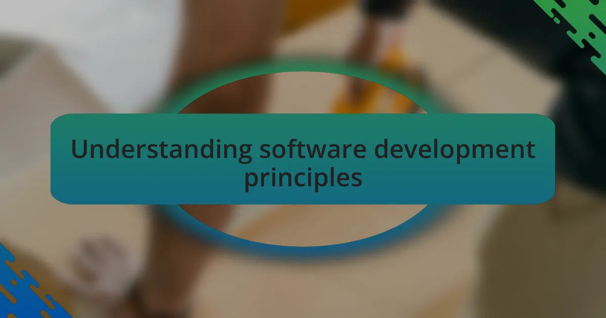 Understanding software development principles